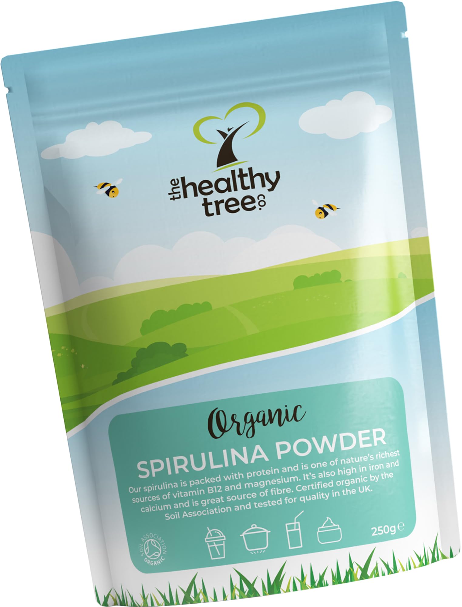 Organic Spirulina Powder by TheHealthyTree Company for Vegan Juices and Smoothies - High in Vitamin B12, Magnesium, Protein, Iron and Calcium - UK Certified Pure Spirulina Powder (250g) โ image 1