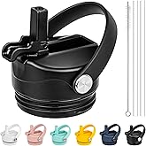 Diumepo Straw Lid for Yeti Rambler 12 18 26 36 64 oz Water Bottle, Replacement Straw Cap with Straw for Yeti Rambler Bottle, Dust Cover, Flexible Handle