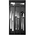 Conflech Silverware Organizer Small Bamboo Kitchen Drawer Organizer Utensil Organizer Silverware Holder Cutlery Organizer in drawer Flatware Organizer Tray (Black 4 Slots)