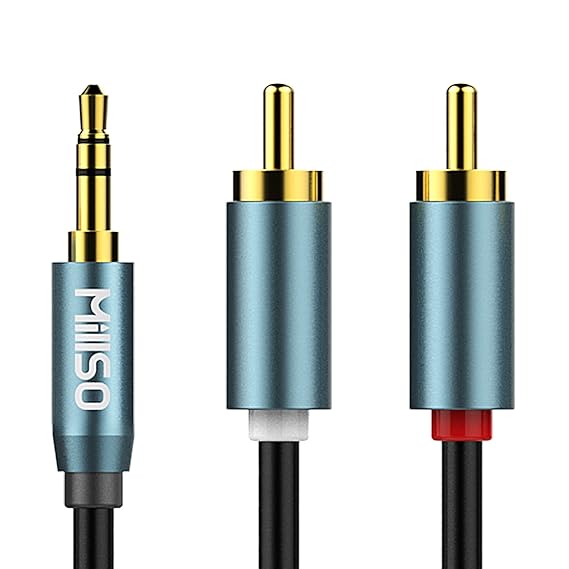 MillSO Cinch auf Klinke Kabel Stereo Audio 3,5mm Klinke zu 2 Chinch RCA Y Kabel (Vergoldet Metall Stecker, Doppelte Schirmung
