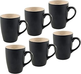 Spetebo Kaffeetasse 340 ml aus Porzellan in schwarz matt - 6er Set - Kaffeebecher Tasse Becher