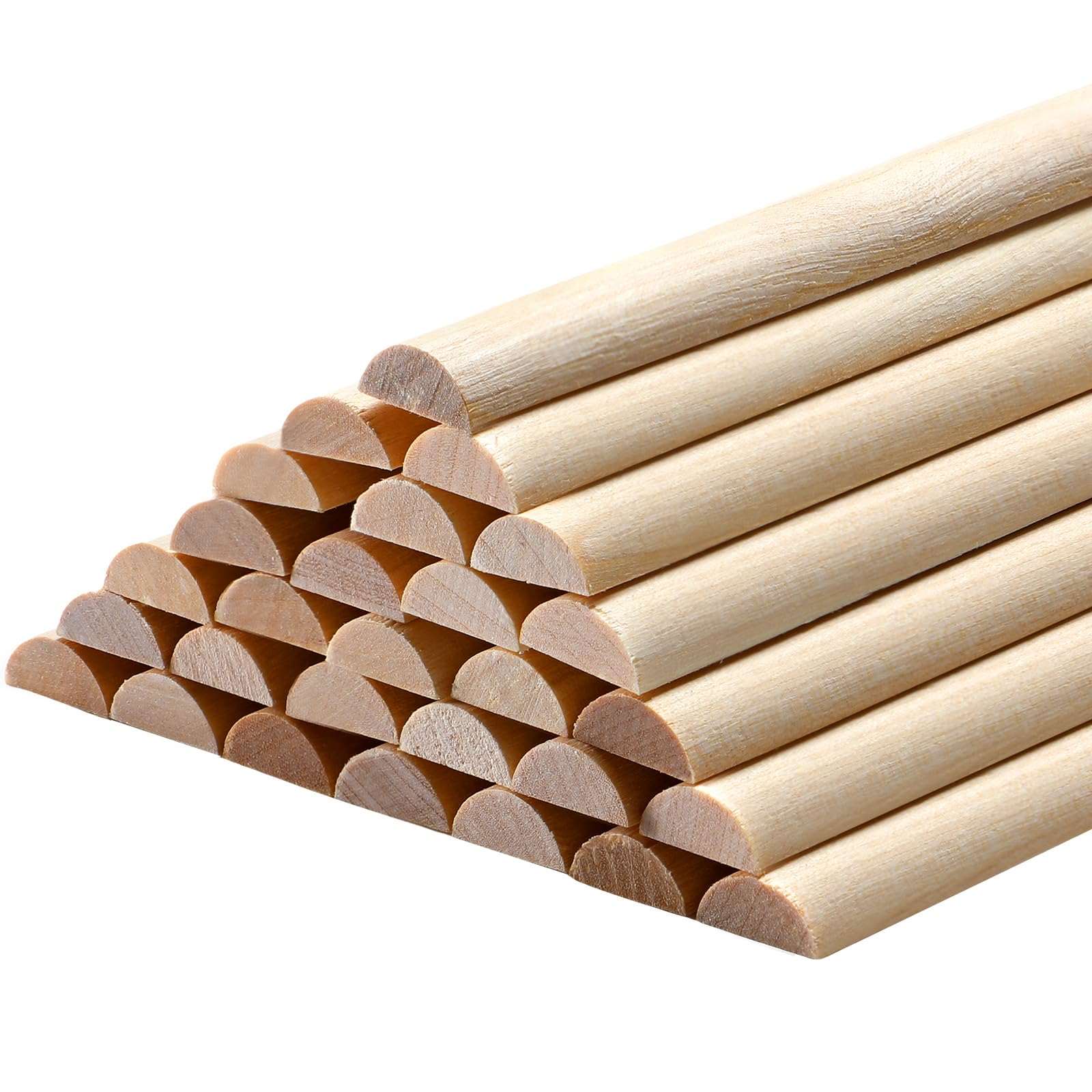 Photo 1 of Tondiamo 50 Pcs Wooden Dowel Rods, Split Wood Dowel Unfinished Half Round Wooden Rods for Crafts DIY Feature Wall Log Cabin, Hobby Wood Products (18inch x 3/8inch)