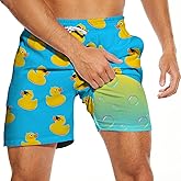PIANHAUE Mens Swim Trunks with Compression Liner 5 Inseam Quick Dry Swimwear Bathing Suit Swimming Board Shorts with 4 Pocket