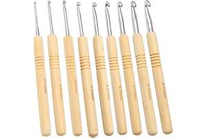 Loogujuzao 9 Pcs Crochet Hooks Set(2mm-6mm), Crochet Hooks Knitting Crochet Kit, Ergonomic Handle Crochet Hook for Crocheting
