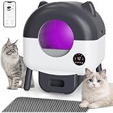 Automatic Self Cleaning Litter Box, MeowWhimsy Extra Large Automatic Cat Litter Box Self Cleaning Robot S7 for Cats, Smart Safety Sensors-App Control-Low Noise, Washable Tray,40 pcs Trash Bag
