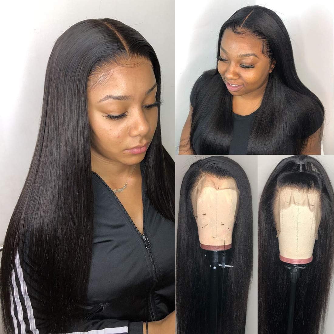 LSY 13x4 Lace Front Wigs Human Hair Pre Plucked Wigs for Black Women Human Hair Wigs with Baby Hair Remy Brazilian Straight Lace Wigs 150% Denisty Natural Color (14 Inch, 150% Lace Front Wigs)