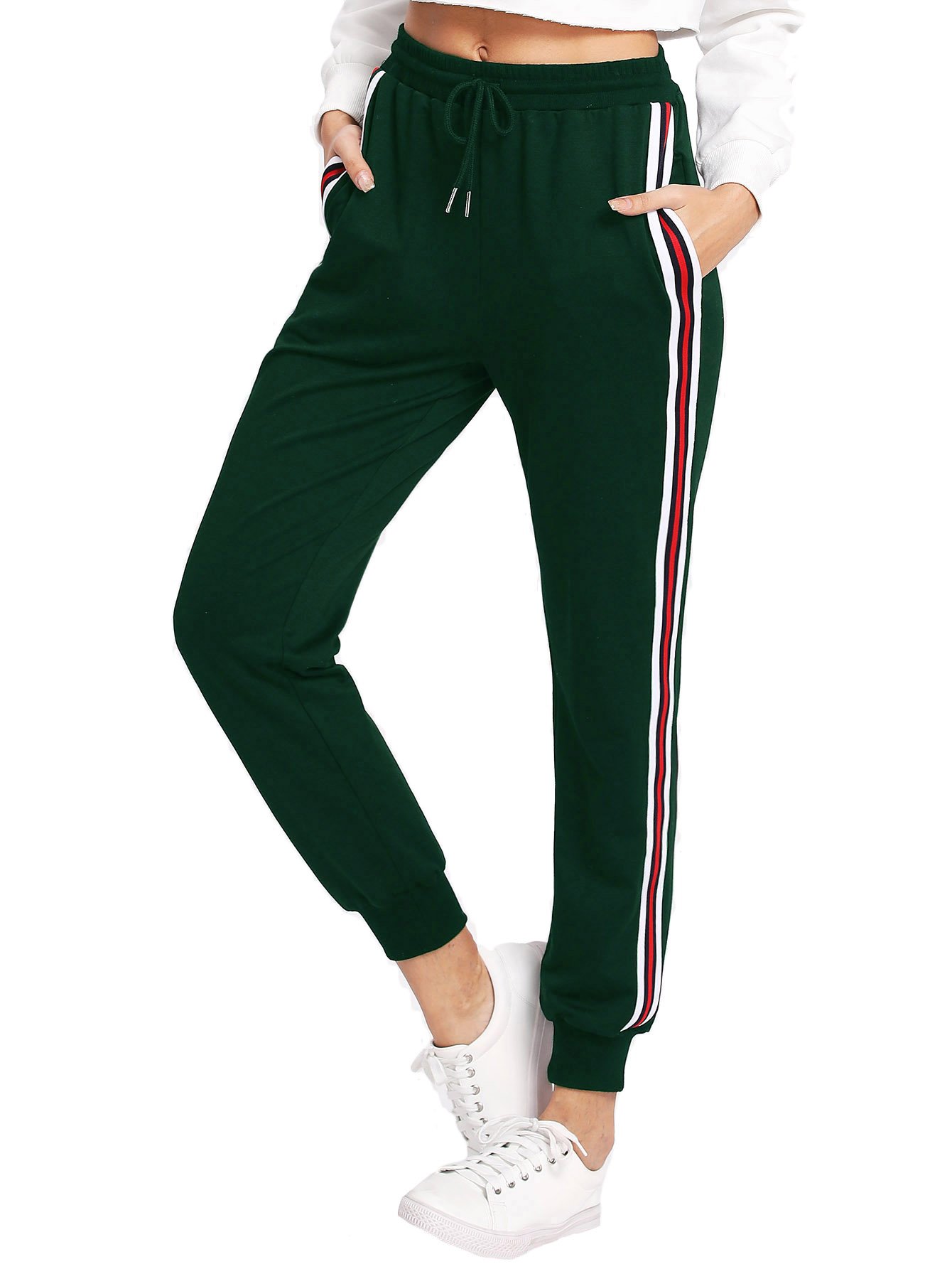 SweatyRocks Women's Drawstring Waist Athletic Sweatpants Jogger Pants with Pocket