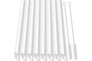 Alink Reusable Clear Boba Straws, 13 mm x 10.5 in, Jumbo Hard Plastic Smoothie Straws for Bubble Tea, Popping Pearls, Pack of