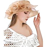 TLMNU Organza Fascinator Hat - Women¡¯s Wide Brim Church Bridal Tea Party Wedding Hat