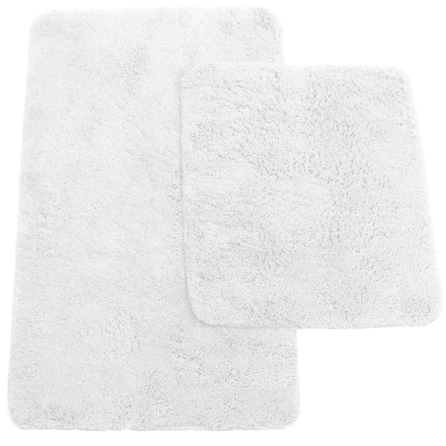 Brandsseller - 2-Piece Non-slip Bath Mat Set - Bathroom Rug (20" x 31") and Pedestal Mat (18" x 20") - White
