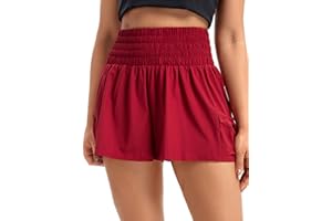 Blaosn High Waisted Flowy Shorts for Women Gym Yoga Athletic Wokout Running Tennis Skirts with Pockets Cute Clothes Summer