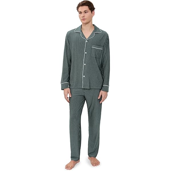 Eberjey Mens The William Modal Long PJ Set Bordeaux/Ivory XX-Small