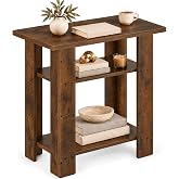 ZEXVIDA Narrow Side Table, 3 Tier Rustic End Table for Living Room | Small Wood Nightstand with Storage Shelves, Slim Bedside Table for Bedroom, Couch, Small Spaces, 22.8" High,Farmhouse Style