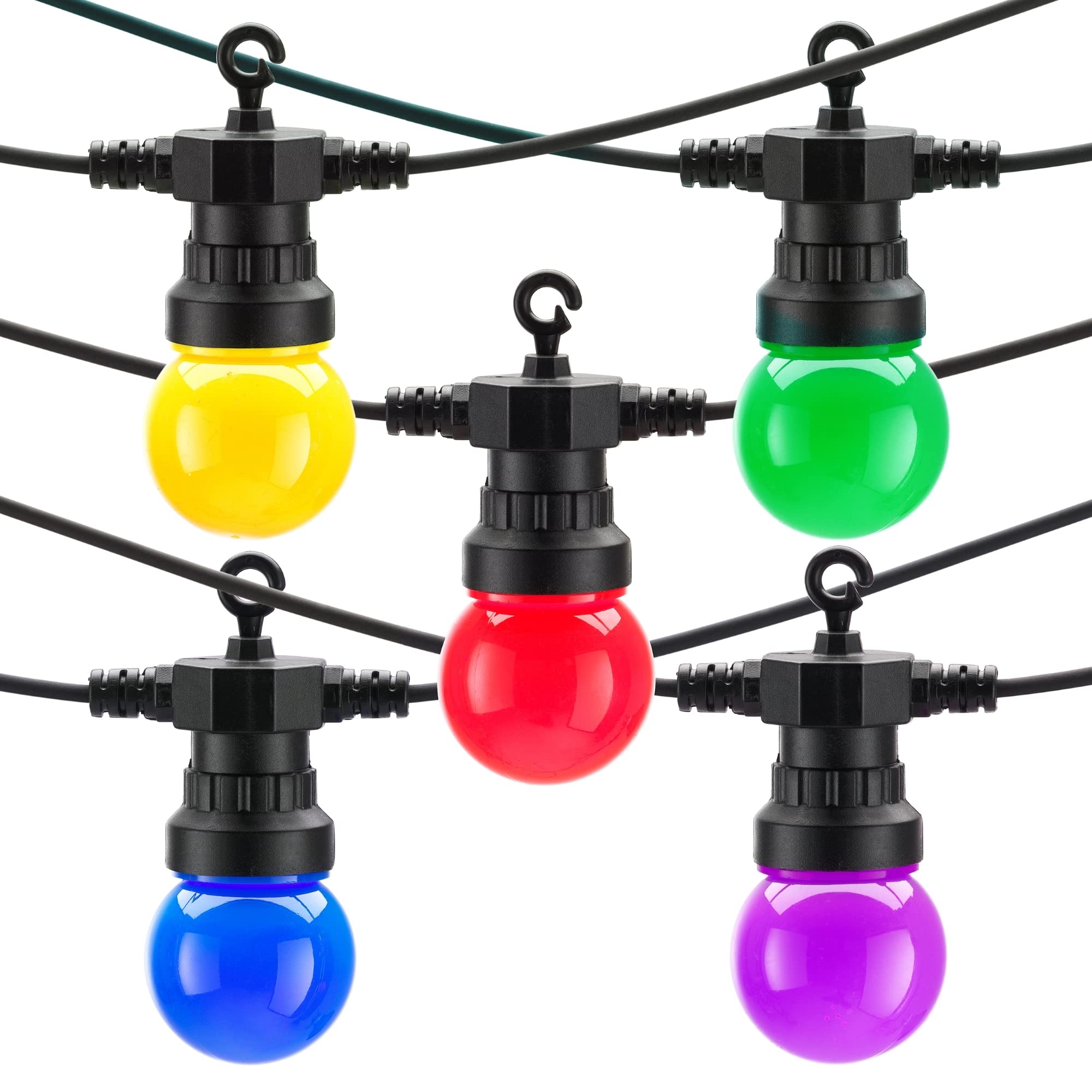 Auraglow Coloured LED Bulb Festoon String Light Set (5m of 10 Lights, 1 Plug & 5m Cable)