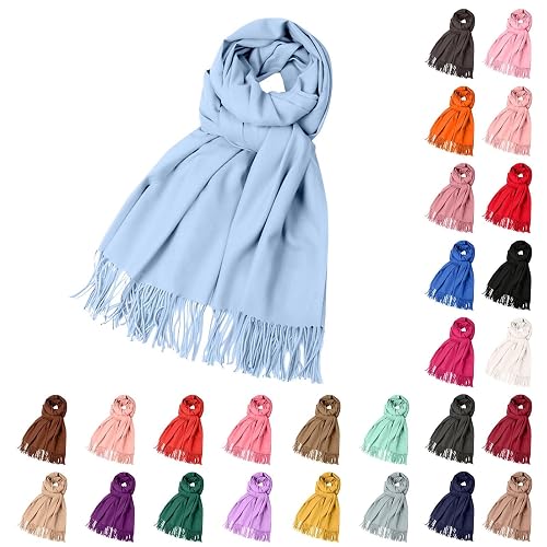 DUHGBNE scarfs for women Scarf for Women UK Faux Fur Trimmed Thermal Scarf Wrap Womens Winter Ladies Winter Fashion Accessory Gift navy