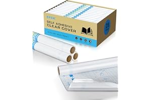 EFOK 28 Pack Clear Contact Paper Book Cover - 17.7in×5ft Total 140ft, Self-Adhesive Protector for Crafts, Clear Contact Paper Roll Peel and Stick for Books