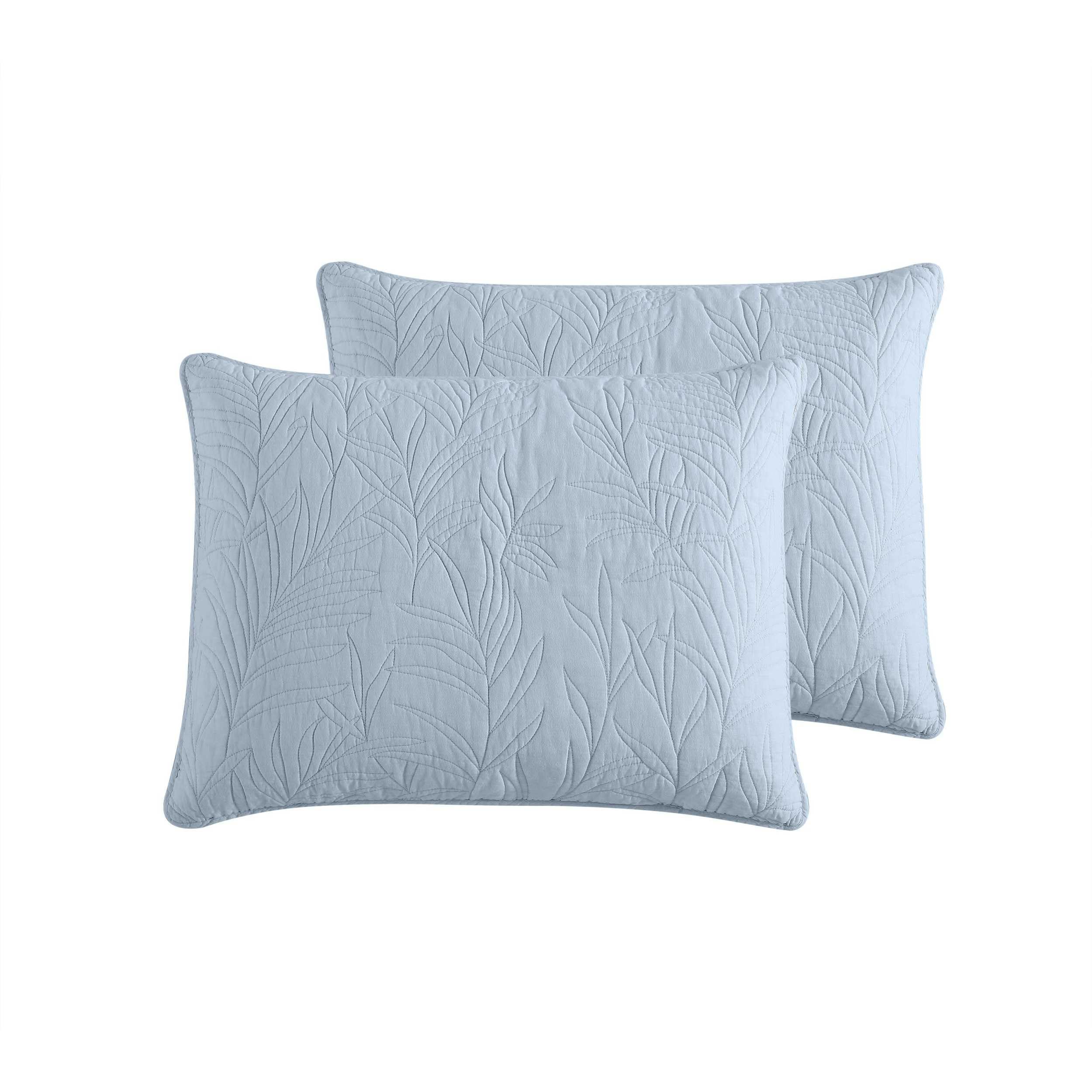Tommy Bahama Home | Costa Sera Collection | 100% Soft Brushed Cotton, Pre-washed for Softness, 2-Pack Standard Sham Set for Bedroom Décor, 21" x 27", Blue
