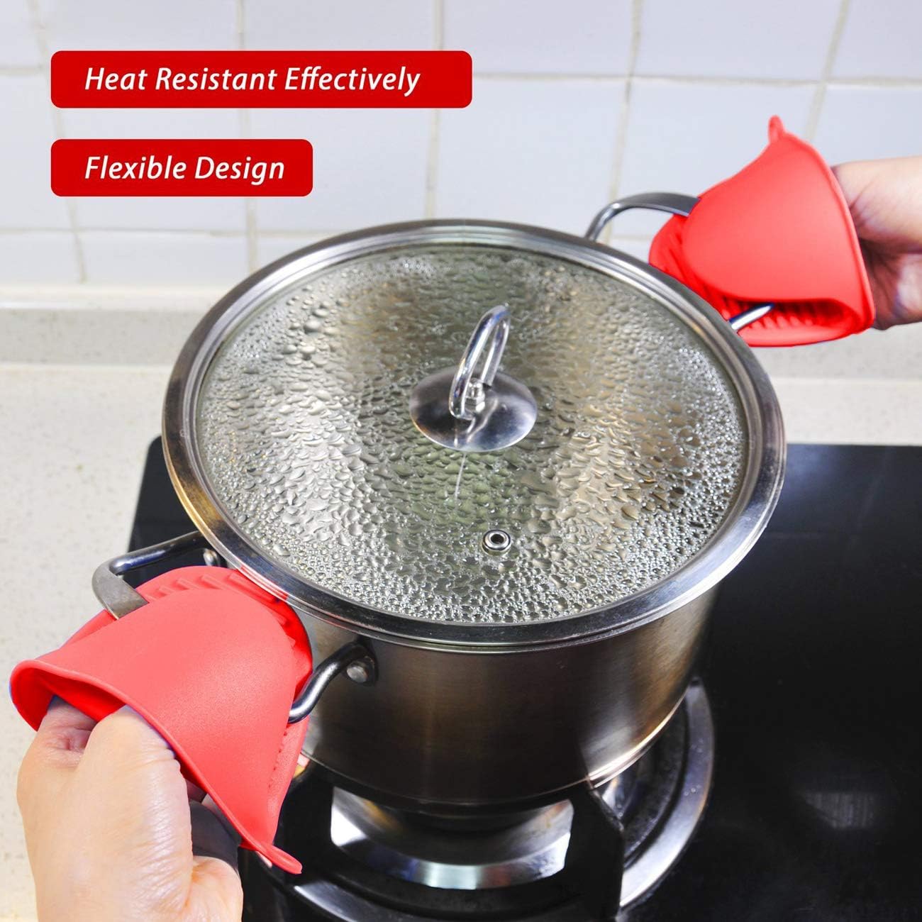 2 Pairs Mini Oven Gloves Silicone Heat Resistant Cooking Pinch Mitts Potholder for Kitchen Cooking & Baking (Red and Blue): Kitchen & Dining