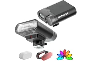 PHOTOOLEX Mini Camera Flash,GN 16, 10 Power Levels Mini Manual Flash for Canon/Sony zv1/Sony zve10 /Ricoh gr3/Fuji f1-230 Full-Power Flashes/6500K±200K/1.5S Recycle