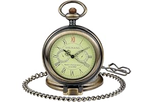 Whodoit Stainless Steel Single Open Men's Mechanical Pocket Watch, Roman Digital Dial Mechanical Pocket Watch for Men