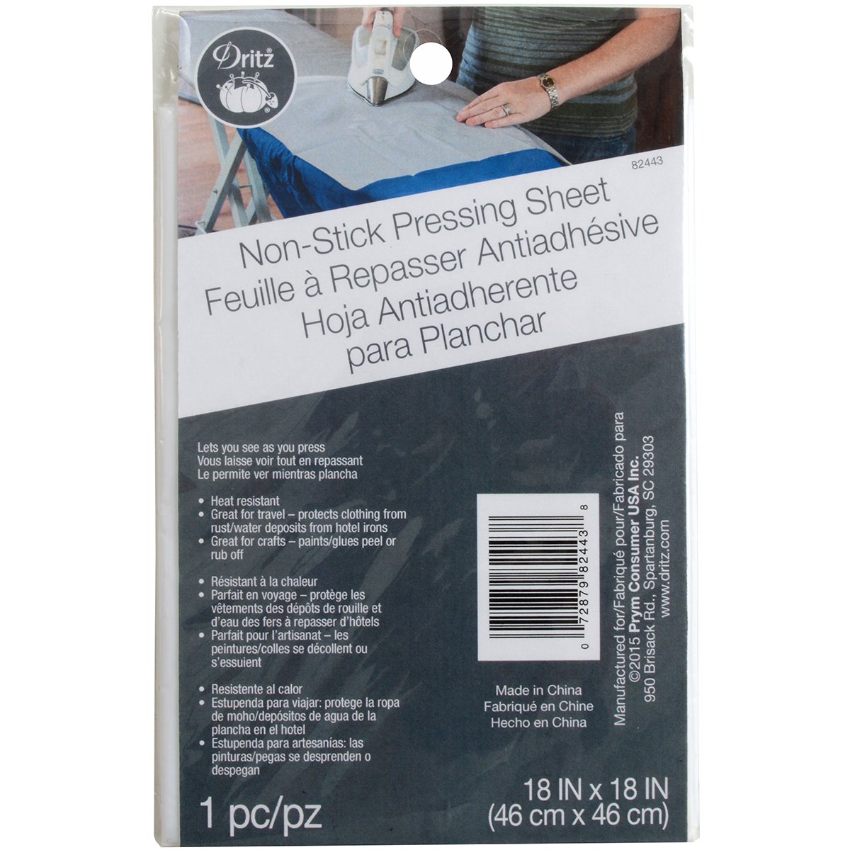 Dritz Clothing Care 82443 Non-Stick Pressing Cloth, 18 x 18-Inch