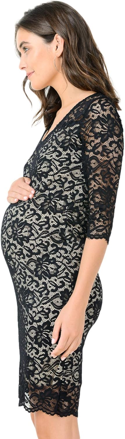 HELLO MIZ Women's Maternity Floral Lace Knee Length Bodycon Dress at  Women’s Clothing store