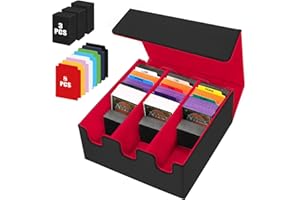 QLOUNI Card Storage Box for Trading Cards, 2100+ Card Deck Case with PU Leather and Magnetic Closure, TCG Storage Box, Suitable for MTG, YuGiOh, and Sports Cards, Includes 8 Card Dividers
