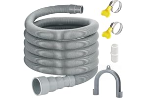JMLWLZX Universal Washing Machine Drain Hose, 13 Feet Flexible Washing Machine Drain Hose, Washer Drain Hose, Portable Discharge Washer Hoses with 1 Extension Adapter and 2 Hose Clamps, 1 U-Bend Hose Holder