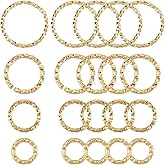 SUNNYCLUE 1 Box 160Pcs 4 Styles Twist O Ring Open Jump Rings Bulk Real 18K Gold Plated Brass Metal Linking Open Round Circle Connectors Ring for Jewelry Making Bracelet Necklaces DIY Crafts Supplies