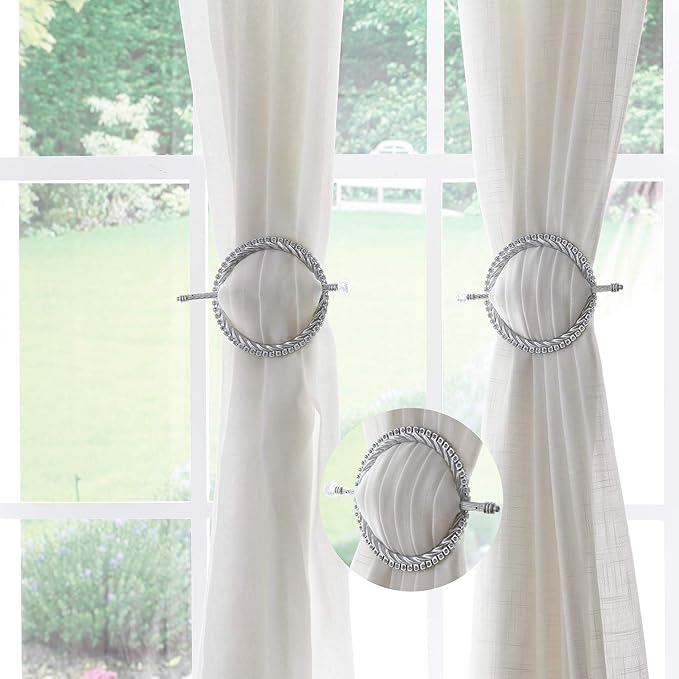 Taiyuhomes Round Curtain Tie Back Crystal Diamond Curtain Holdbacks