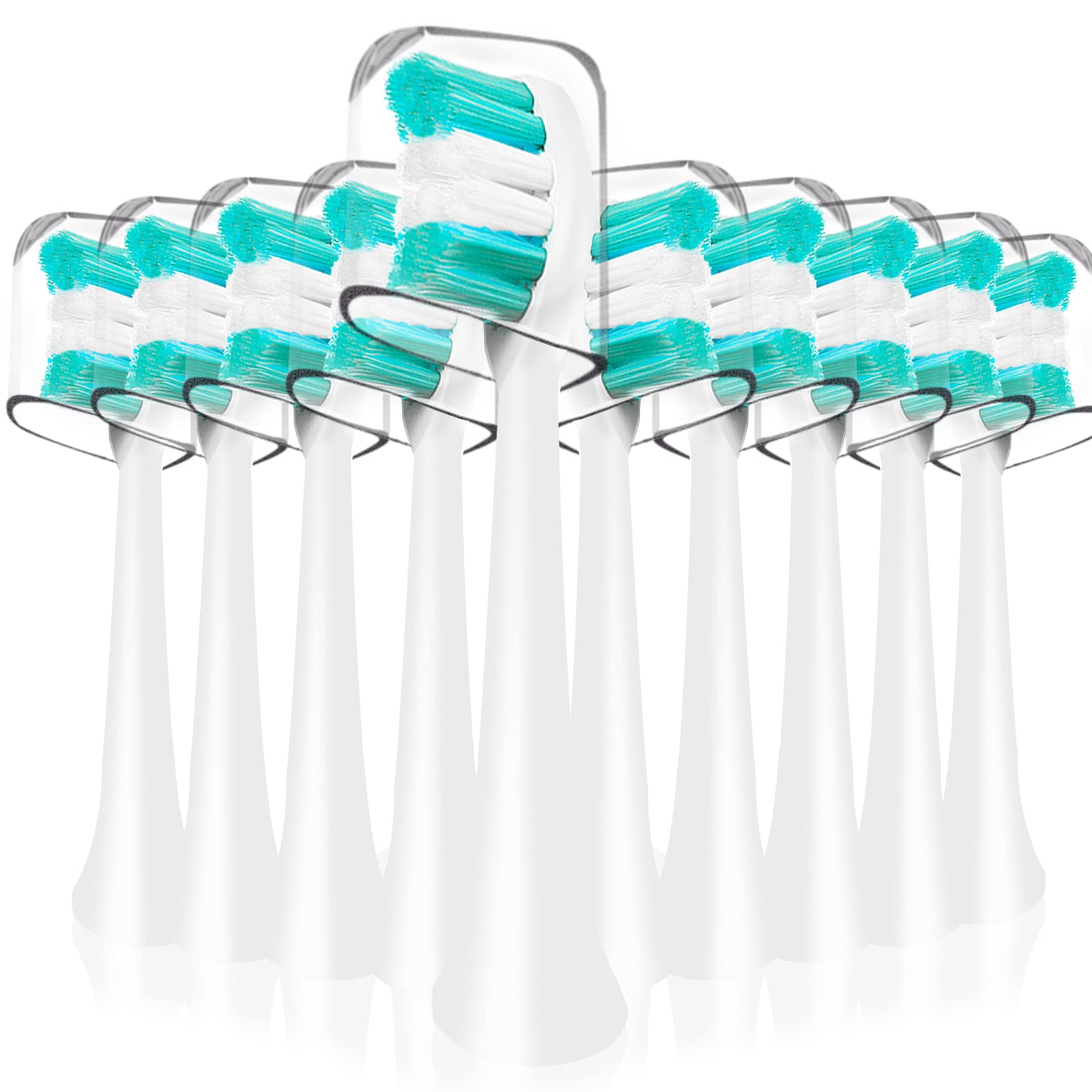 Photo 1 of Replacement Toothbrush Heads Compatible with AquaSonic Black Series Vibe Series Electric Toothbrush, Curved Shape Design Planted with Nylon Bristle (White)
