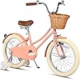 Glerc Little Molly 12-20 Inch Kids Bike, Retro Cruiser Girls Bike for Toddlers and Children Ages 2-13 Years, ‎Kids Bicycle with Wicker Basket & Training Wheels/Kickstand, Multiple Colors