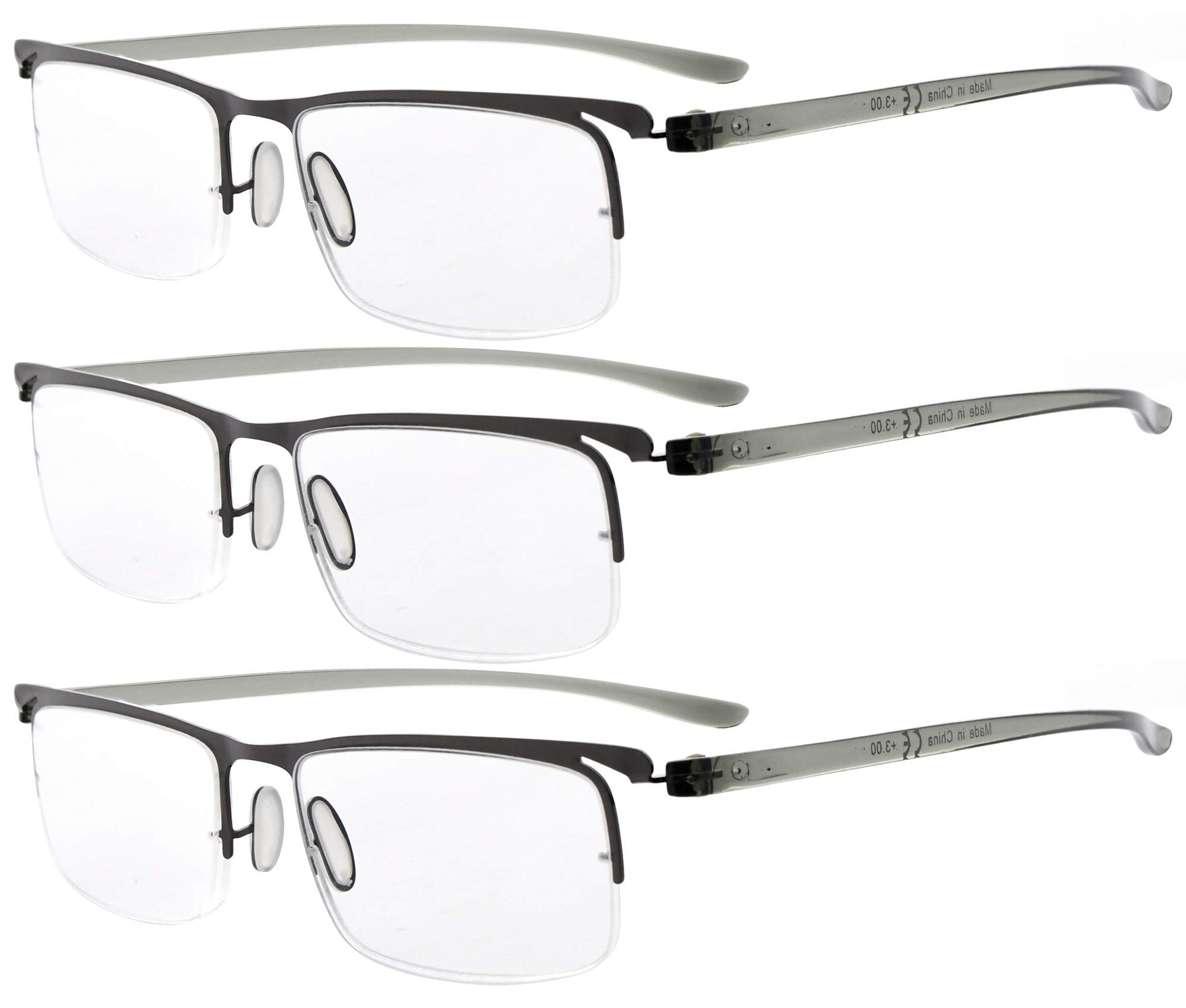 Eyekepper 3 Pairs Half-rim Reading Glasses Unique Design Frame Reader Eyeglasses for Men Women Reading +0.75 — image 1