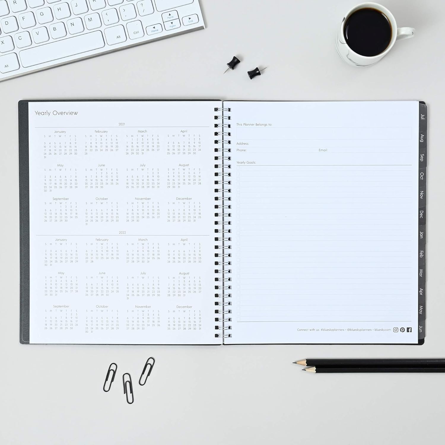 Blue Sky 2021-2022 Academic Year Monthly Planner, 8" x 10", Flexible Cover, Wirebound, Enterprise (130615) : Office Products