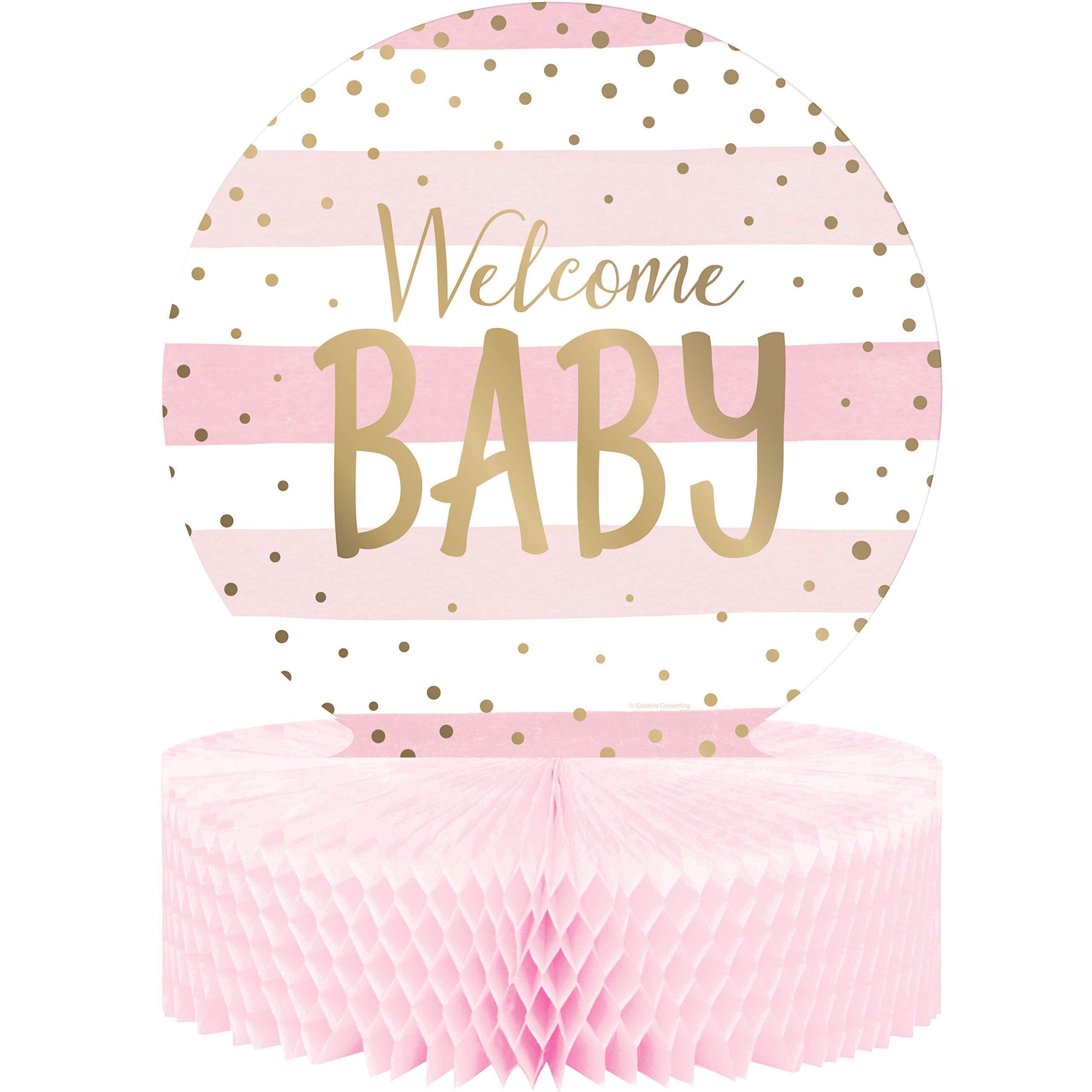 Creative Party PC346388 Pink and Gold 'Welcome Baby Honeycomb Centerpiece-1 Pc