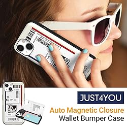 JUST4YOU iPhone 14 Plus Wallet Case with Card