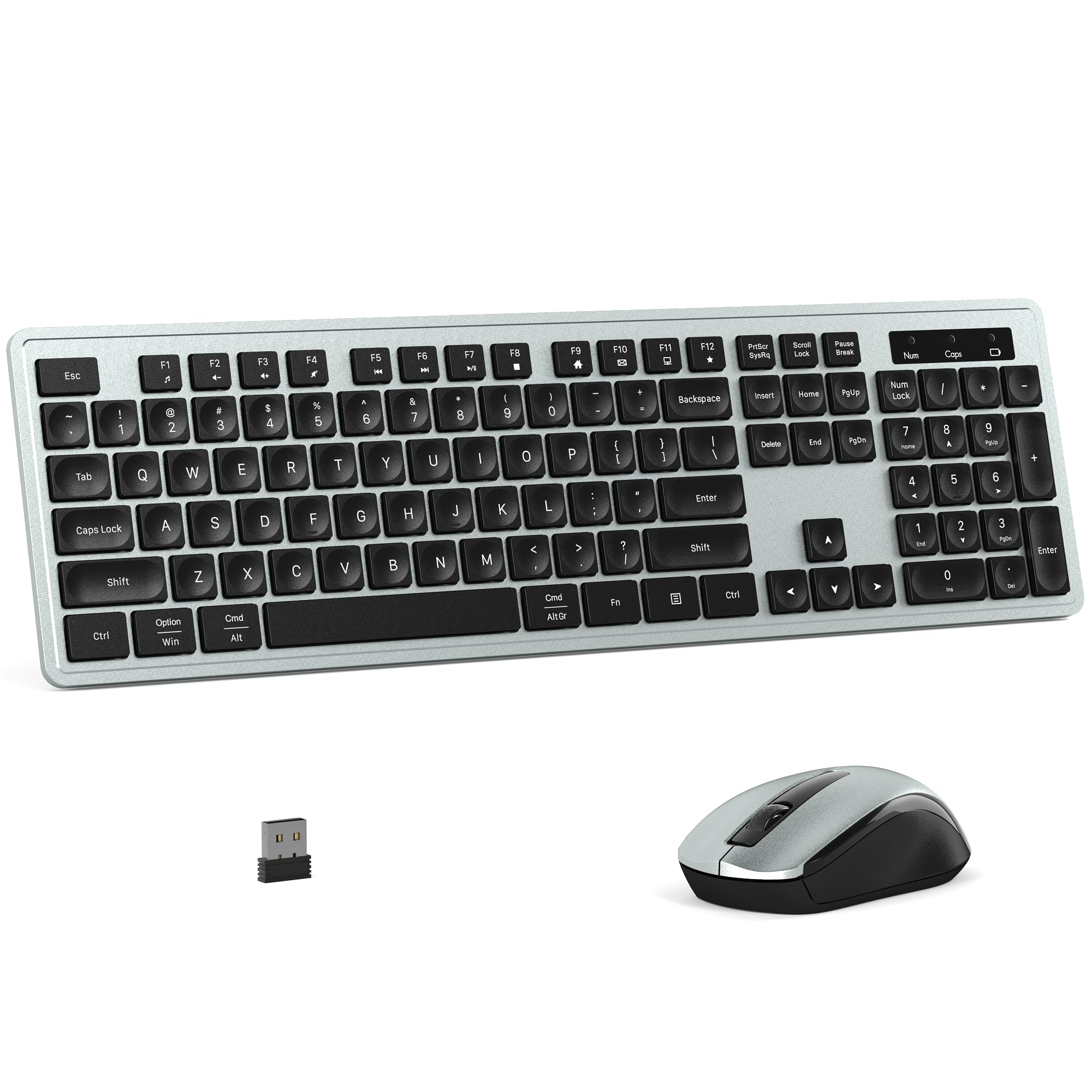 Photo 1 of *Untested*
MPTOG Wireless Keyboard and Mouse Combo, Full-Size 104-Key Office Keyboard with 15 Function Keys, Numeric Keypad, Single USB Receiver, Compatible with PC and Laptop(Gray)