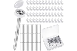 Zhengmy 3 Inch Shutter Screws and Caps Bulk Shutter Fasteners 304 Metal Stainless Steel Screws with Vinyl Caps for Outside Windows Hardware Railings Furniture(24 Set,White)