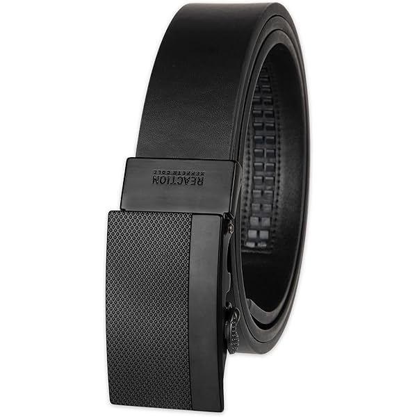 Ceinture Perry Ellis Cuir Lisse Noir - Boucle Dorée, Taille M (29.5 à 33.5 Pouces), Occasion