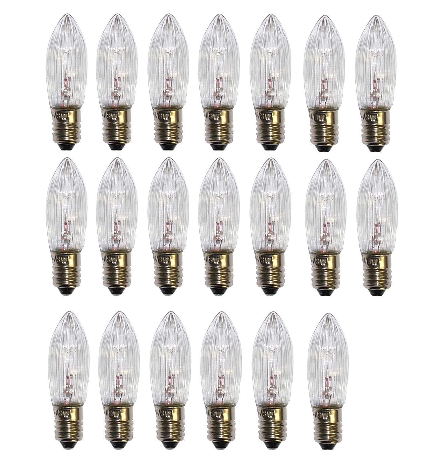 Pack of 20 E10 Halogen Tapered Candle Top Candle Replacement Candle Light Bulb Fairy Lights Voltage 34 V 3 W 3000 K