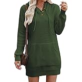CiCiBird Women Fall Sweater Dress Knit V Neck Pullover Casual Long Sleeve Short Dresses with Pockets