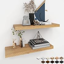 INHABIT UNION Oak Floating Shelves for Wall，24in Wall Mounted