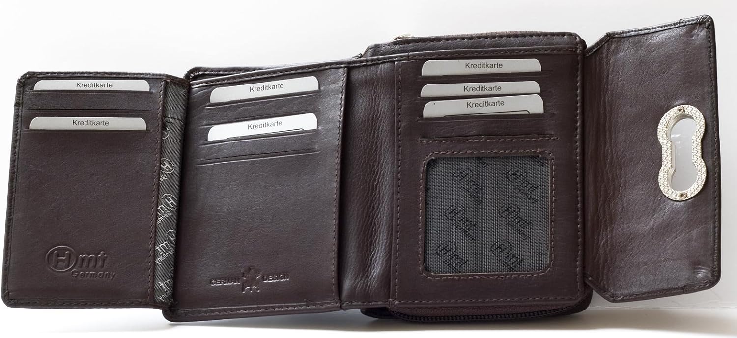 Women's Compact Sized Brown Genuine Leather Wallet HMT - Image 4