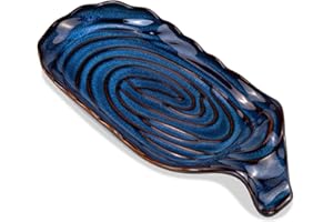 Ceramic Spoon Rest for Stove Top, Eisinly Vintage Blue Porcelain Spoon Holder for Kitchen Counter, Heat-Resistant Utensil Rest, Elegant Small Serving Plate as Farmhouse Kitchen Gadgets