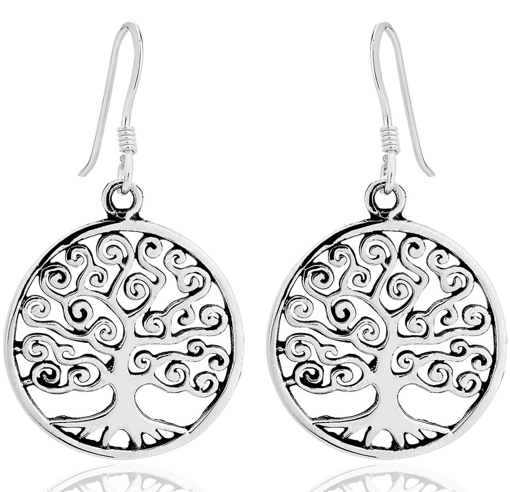 DTPSilver - 925 Sterling Silver Tree of Life Earrings