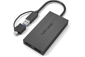 WAVLINK USB 3.0 to Dual HDMI Adapter- Supports 2 Monitor Displays, 1x2560x1440@60Hz+ 1x1920x1080@60Hz External Video Display,