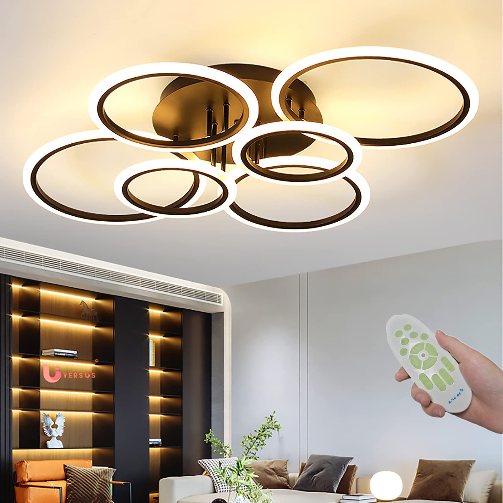SMG Modern LED Ceiling Light Fixture, Rings Modern Ceiling Lamp