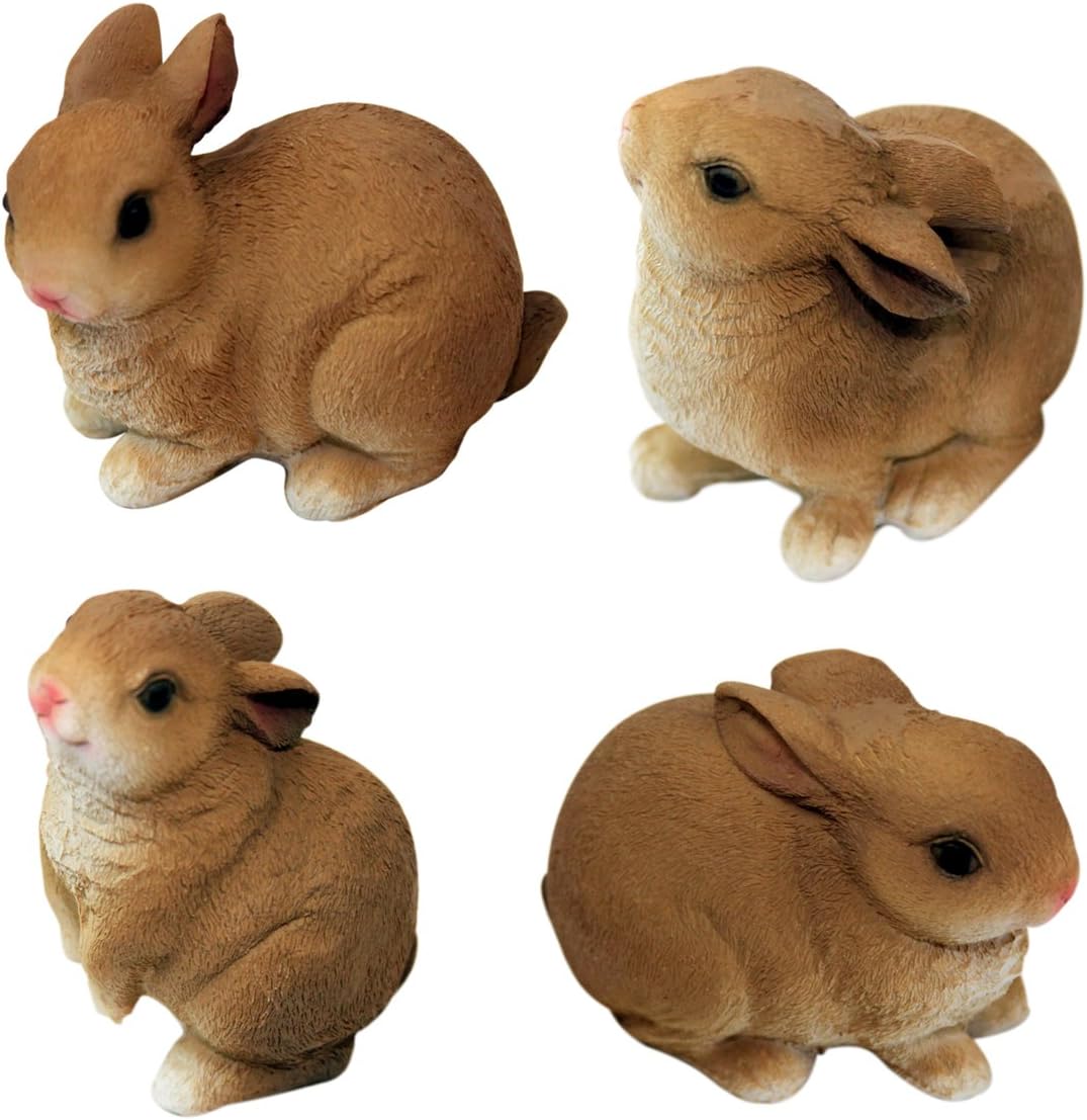 1PLUS Set of 4 polyresin statues bunny rabbit, handpainted, animal