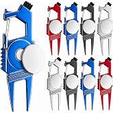 Poen 8 Pack 7 in 1 Golf Divot Repair Tool Set with Magnetic Ball Markers | Groove Cleaning Brushes, Removable Markers, Bottle Openers, Club Holders, for Golf Bags and Tournament Play