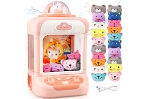 YOTOY Arcade Claw Game Machine for Kids - 20 Mini Plush Toys, Music and Lights, Birthday and Party Gifts for Ages 3-8 Years Old